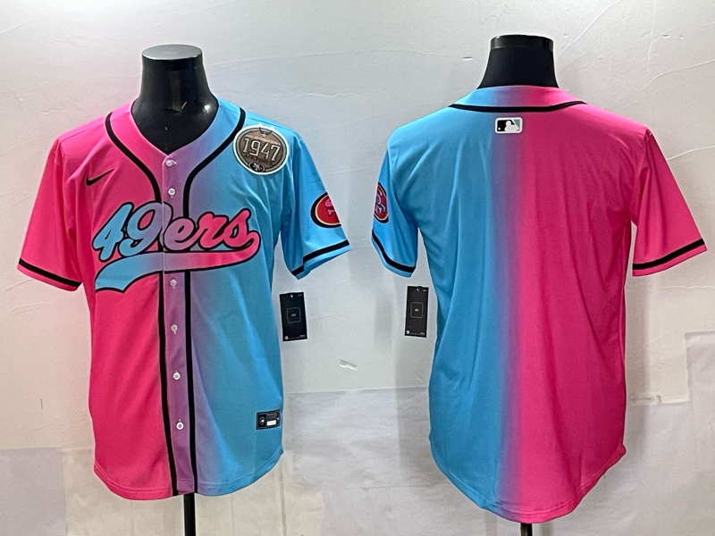Men 2025 San Francisco 49ers blank Pink Blue pink Nike Limited NFL Jersey 0016